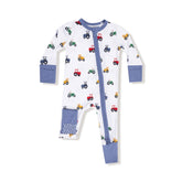 Angel Dear 2-Way Zipper Romper - Mini Tractors