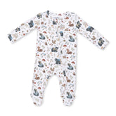Angel Dear 2-Way Zipper Footie - Southern Woodland Animals Green