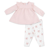 Angel Dear Long Sleeve Sweatshirt with Ruffles & Leggings - Veiled Pink Bows