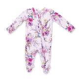 Angel Dear 2-Way Zipper Ruffle Back Footie - Dahlia Floral
