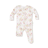 Angel Dear 2-Way Zipper Ruffle Back Footie - Floral Owl Families