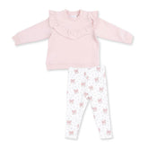 Angel Dear V-Ruffle Sweatshirt & Legging - Veiled Pink Bows