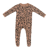Kyte Baby Zippered Footie - Latte Leopard