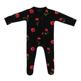 Kyte Baby Zippered Footie - Midnight Poppy (Size Newborn)