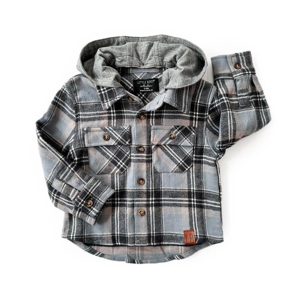Little Bipsy Hooded Flannel: Sky- Lagoon Baby Toy Shoppe