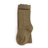 Little Stocking Co. Cable Knit Tights - Olive (Size 0-6m)