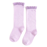 Little Stocking Co. Lace Top Knee High Socks - Lilac