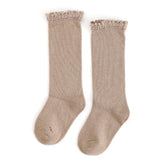 Little Stocking Co. Lace Top Knee High Socks - Oat