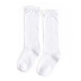 Little Stocking Co. Lace Top Knee High Socks - White