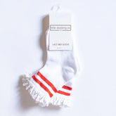 Little Stocking Co. Lace Top Midi Socks - Red Stripe (Size 0-6m) *CLEARANCE*