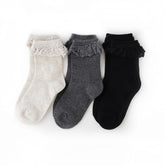 Little Stocking Co. Lace Midi Socks 3-Pack - Midnight