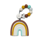 *Loulou Lollipop Neutral Rainbow Silicone Teether Holder Set