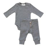 Mebie Baby Bodysuit Waffle Set - Charcoal