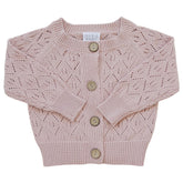 Mebie Baby Pink Pointelle Button Down Cardigan