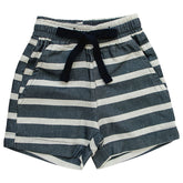 Mebie Baby Linen Cotton Shorts - Navy Stripe