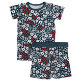 Mebie Baby Bamboo Cozy Short Set - Americana Floral Ribbed