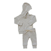 Mebie Baby Hooded Set - Grey Stripe