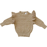 Mebie Baby Knit Ruffle Sweater - Toffee