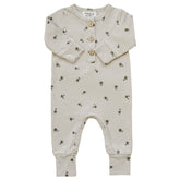 Mebie Baby Long Sleeve Button Romper - Floral