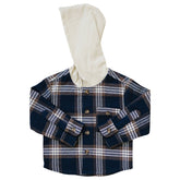 Mebie Baby Plaid Hooded Button Up Shirt