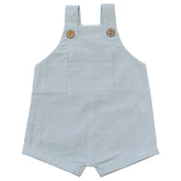 Mebie Baby Short Linen Overall - Green Stripe (Size 2t)