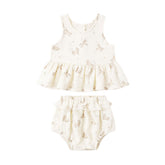 Quincy Mae Sleeveless Peplum Set - Ivory Unicorns