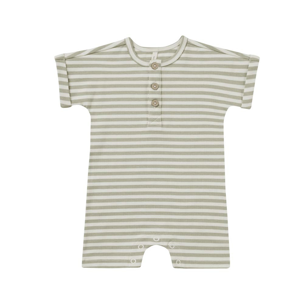 Quincy Mae Short Sleeve One-Piece - Sage Stripe Quincy Mae Short Sleeve One-Piece - Sage Stripe
