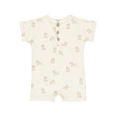 Quincy Mae Short Sleeve Romper - Natural Puppies (12-18m)