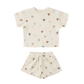 Quincy Mae Waffle Tee + Short Set - Confetti Hearts