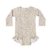 Quincy Mae Olivia Rashguard One-Piece - Dahlia (Size 0-3m)