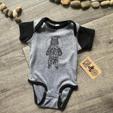 West Coast Karma Baby Onesie - Heathered Grey & Black Standing Bear
