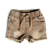 Little Bipsy Cut Off Denim Short - Camel (Size 0-3m) *CLEARANCE*