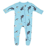 Kyte Baby Zippered Footie - Stream Shark (Size 18-24m)
