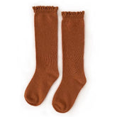 Little Stocking Co. Lace Top Knee High Socks - Sugar Almond