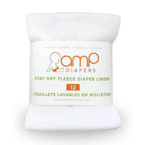 AMP Stay Dry Fleece Diaper Liners - 12 Pack