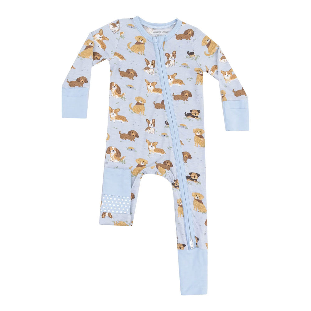 Angel Dear 2-Way Zipper Romper - Best Friend Dogs Blue