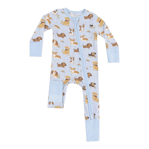Angel Dear 2-Way Zipper Romper - Best Friend Dogs Blue