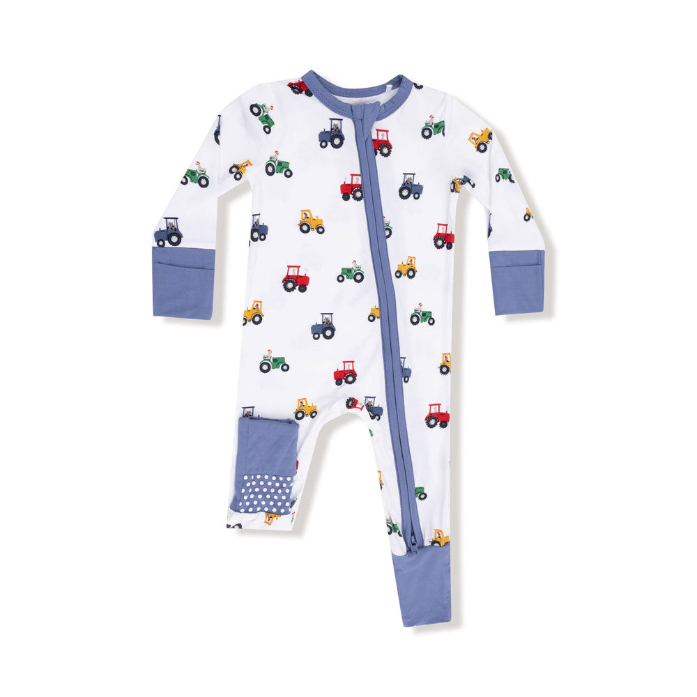 Angel Dear 2-Way Zipper Romper - Mini Tractors