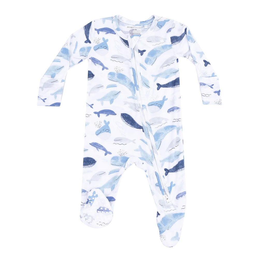 Angel Dear 2-Way Zipper Footie - Blue Whales