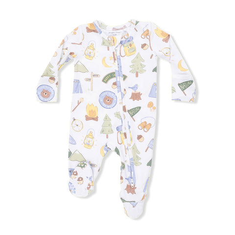 Angel Dear 2-Way Zipper Footie - Camping Blue (Size Newborn)