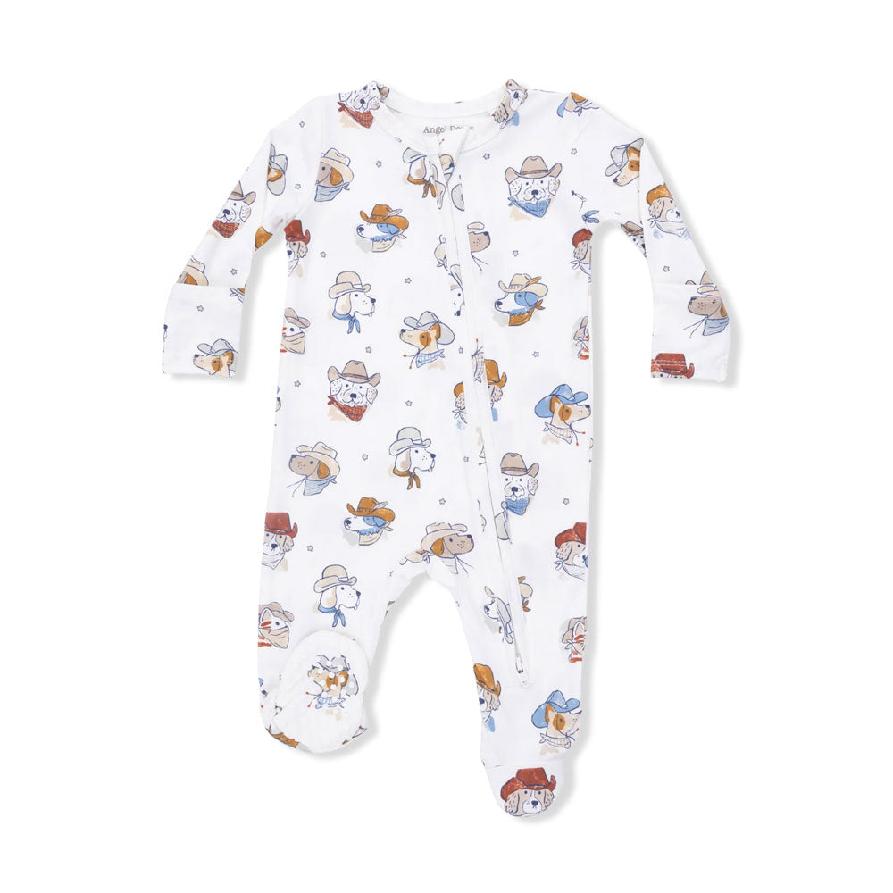 Angel Dear 2-Way Zipper Footie - Cowdogs (Size Newborn)