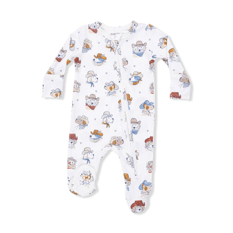 Angel Dear 2-Way Zipper Footie - Cowdogs (Size Newborn)