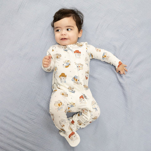 Angel Dear 2-Way Zipper Footie - Cowdogs (Size Newborn)
