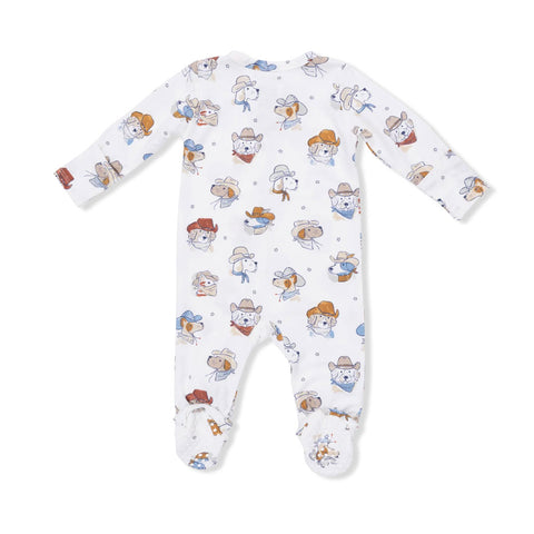 Angel Dear 2-Way Zipper Footie - Cowdogs (Size Newborn)