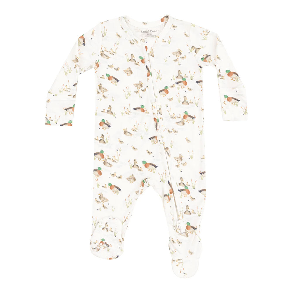 Angel Dear 2-Way Zipper Footie - Duckling Families Blue