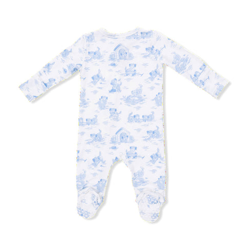 Angel Dear 2-Way Zipper Footie - Puppy Toile Blue