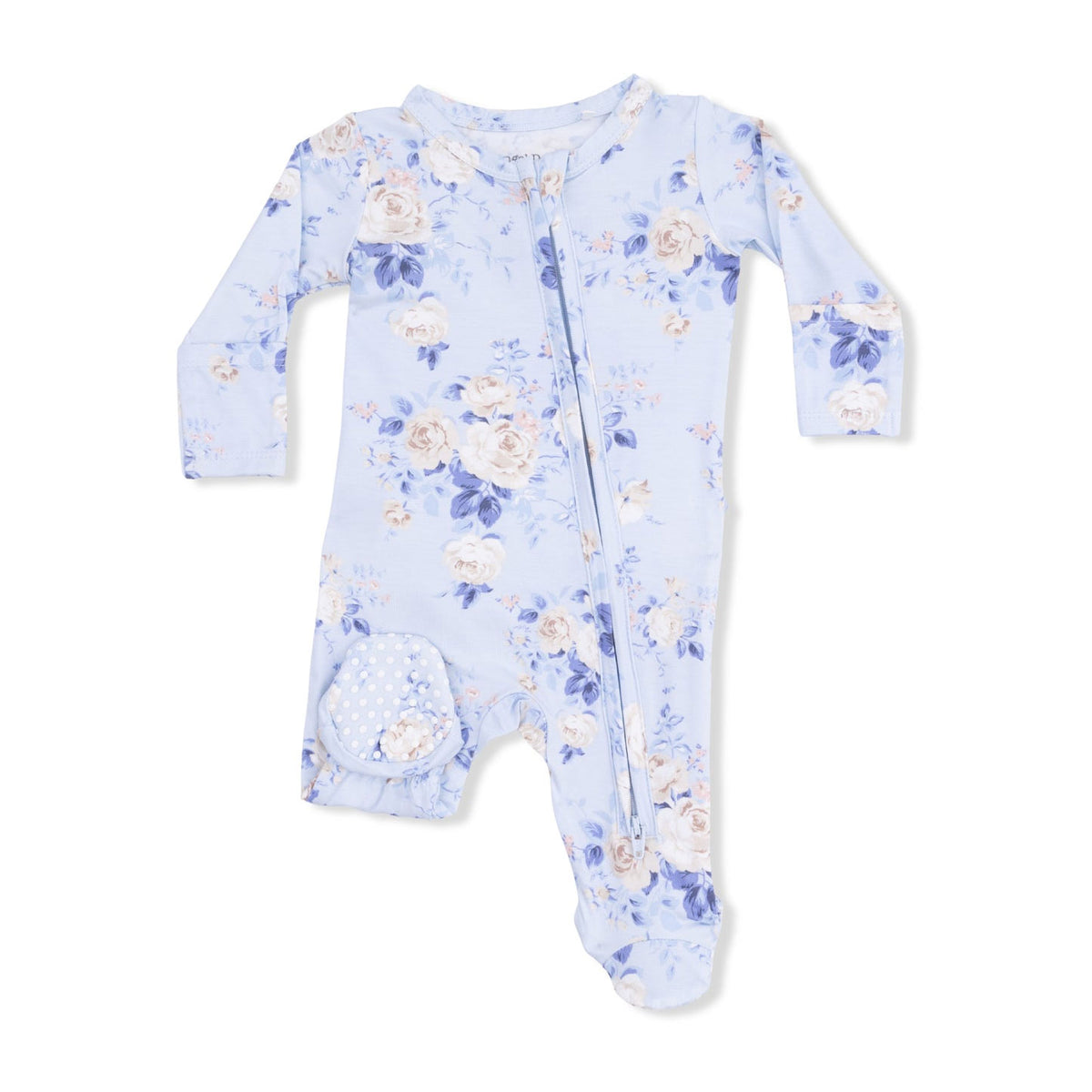 Angel Dear 2-Way Zipper Ruffle Back Footie - Ashley Rose Floral (Size Newborn)