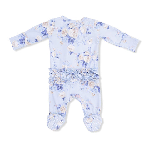 Angel Dear 2-Way Zipper Ruffle Back Footie - Ashley Rose Floral (Size Newborn)