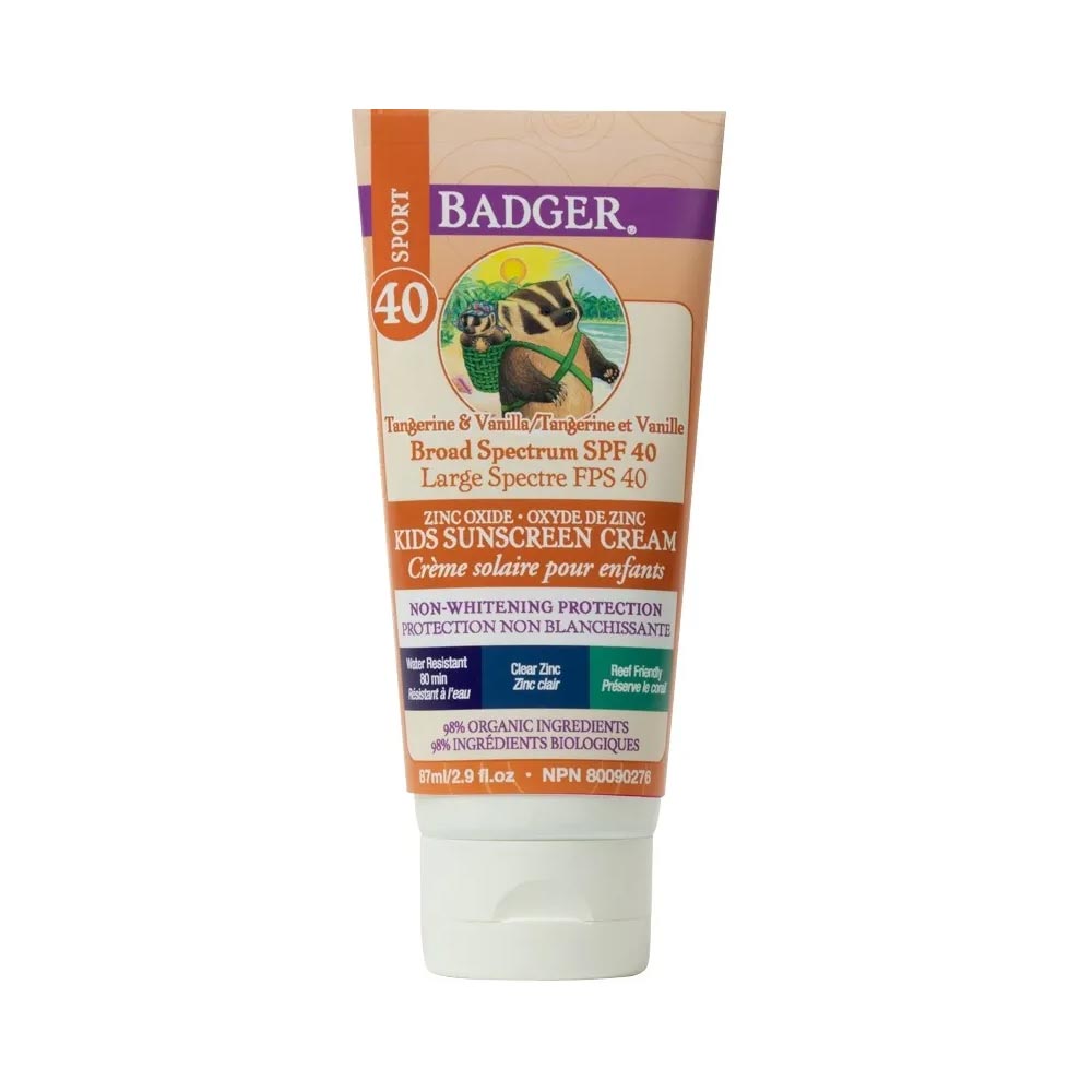 *Badger SPF 40 Tangerine & Vanilla Clear Zinc Kids Sunscreen Cream