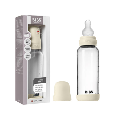 *Bibs Baby Glass Bottle Complete Set - 240mL *Medium Flow*
